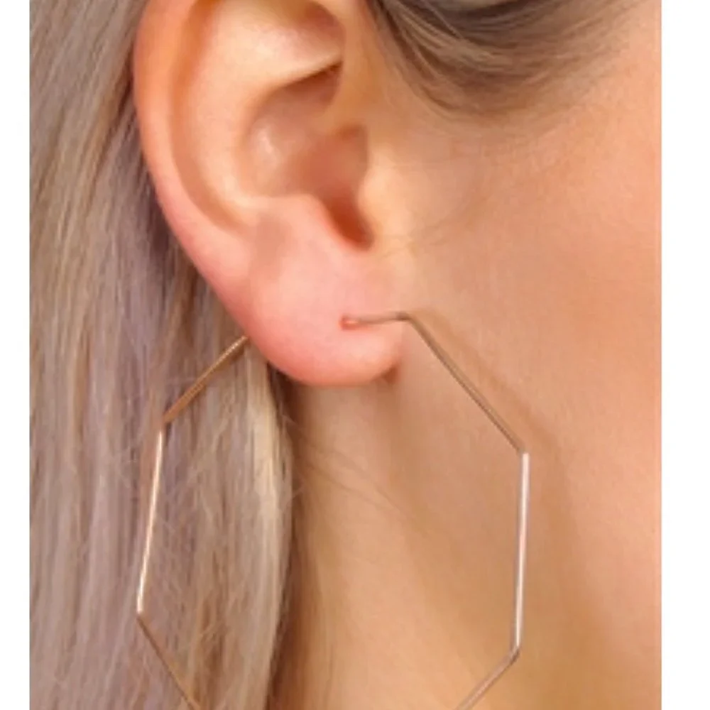 3/$20 NEW! Rose Gold‎ octagon brass earrings